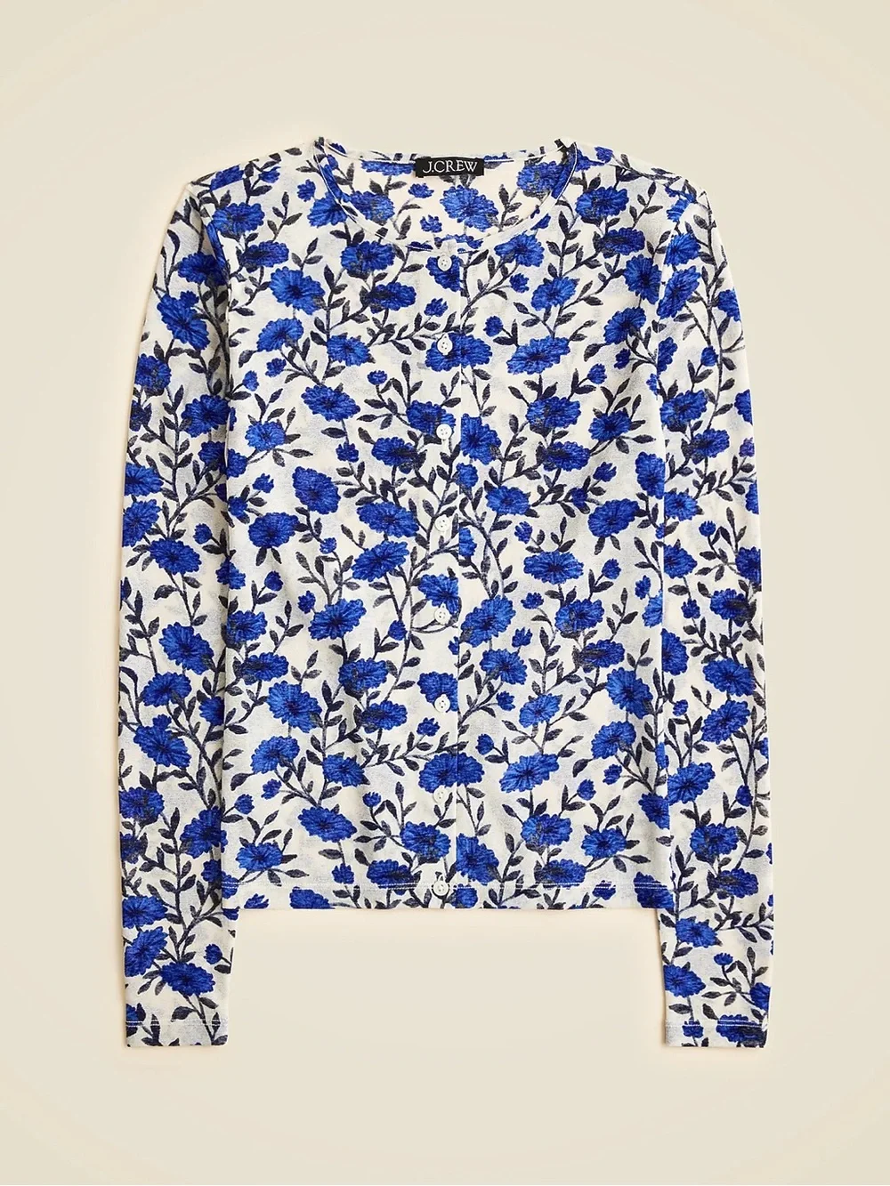 NWT J. Crew Sheer Mesh Floral Cardigan In Blue/White (Small)